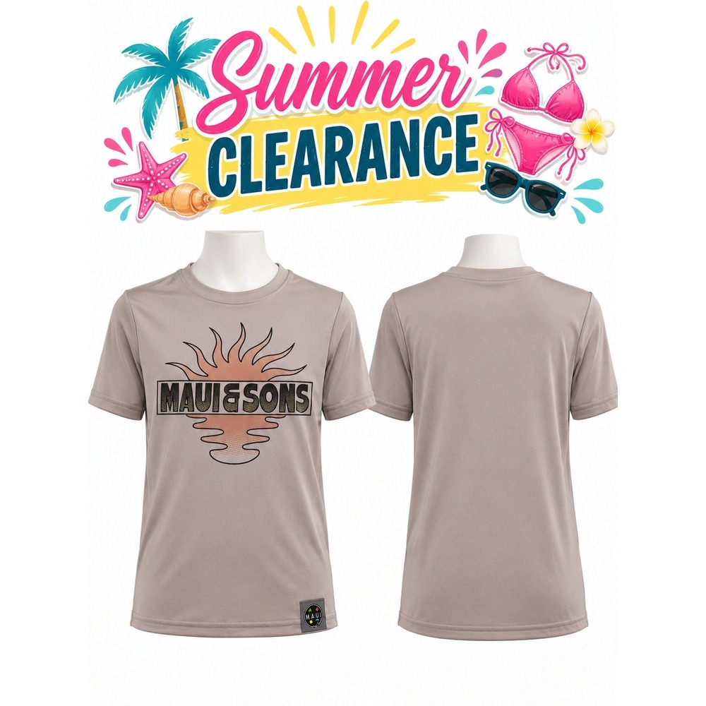Maui & Sons Boys Short Sleeve Rash Guard Swim Top Bundle 2-Pack Tan Size S